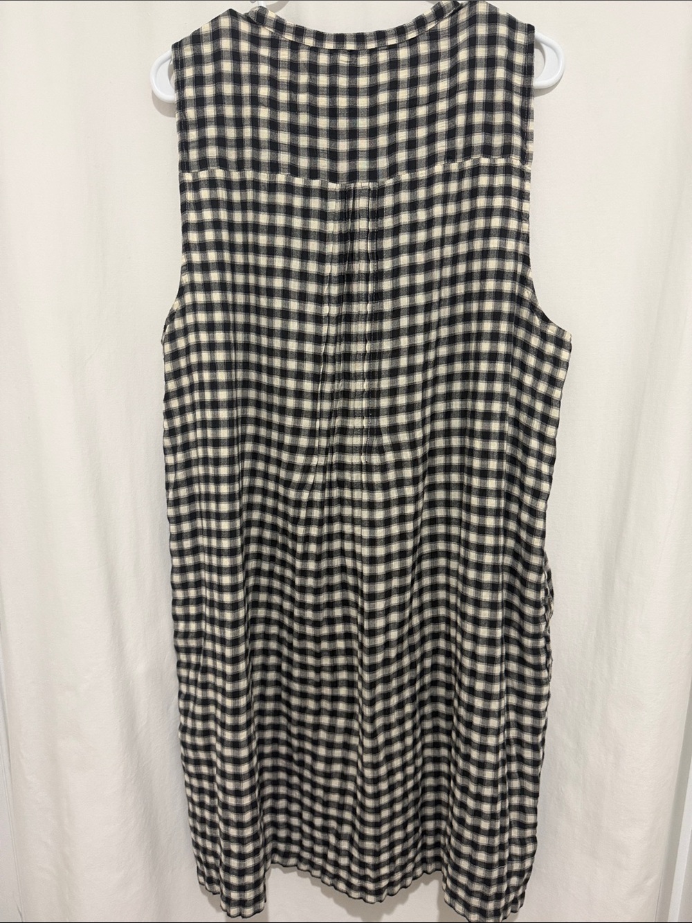Faherty Black & Cream Gingham Sleeveless Mini Dress Sz XXL Cotton Blend Casual - Picture 4 of 6